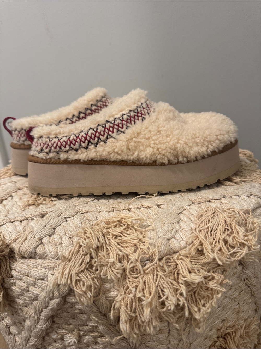 Plush Sherpa Slip-On Platform Clog - Cream